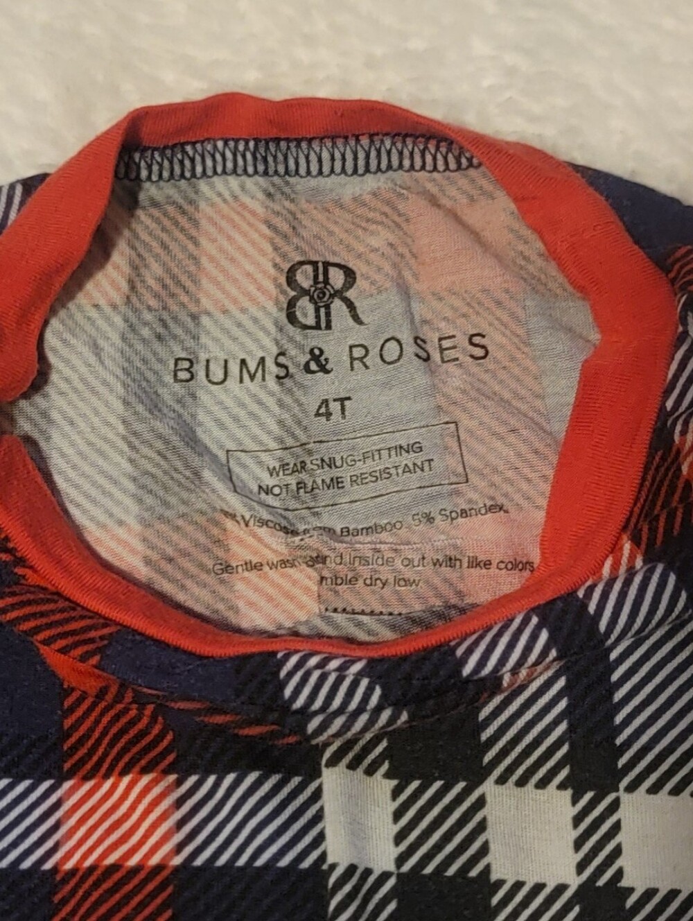 Bums & Roses Plaid "Checkmate" Print Bamboo 2 Piece Pajama Set - Picture 6 of 8
